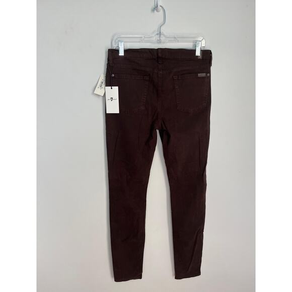 7 For All Mankind Skinny Pants Women 30 Dark Brown Velvet Stretch NWT - Picture 2 of 10